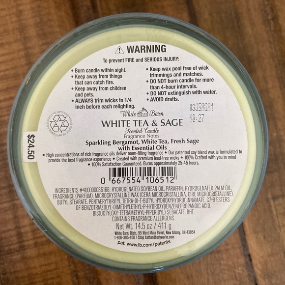 BATH & BODY WORKS | White Tea & Sage 3-Wick Candle - Picture 4 of 4